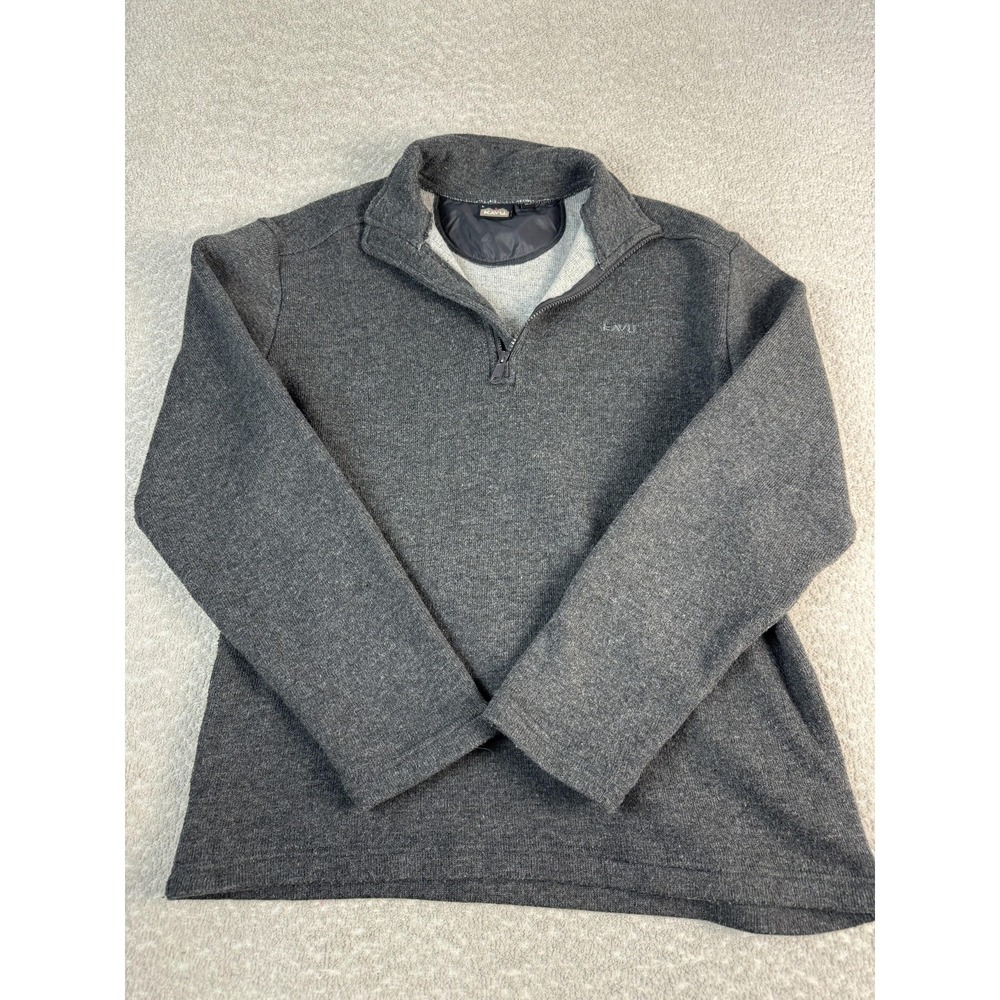 KAVU Sweater Mens Large Gray 1/4‎ Zip Mock Neck Wool Blend Knit Pullover